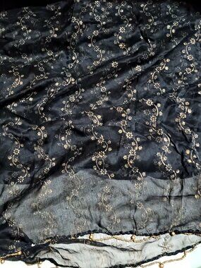 Vintage Sheer Black and Gold scarf